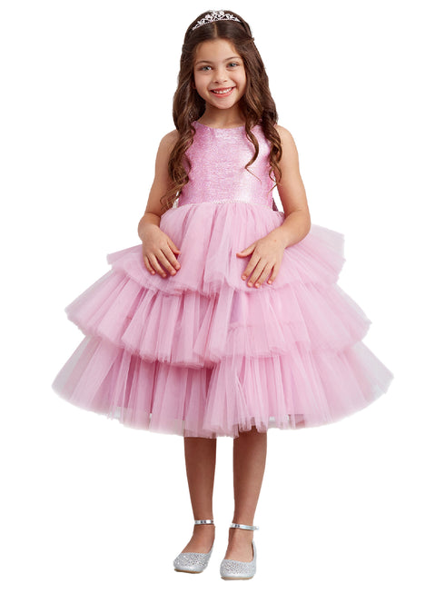 Tul en capas con purpurina metálica multicolor para niñas grandes para dama de honor junior 2-12